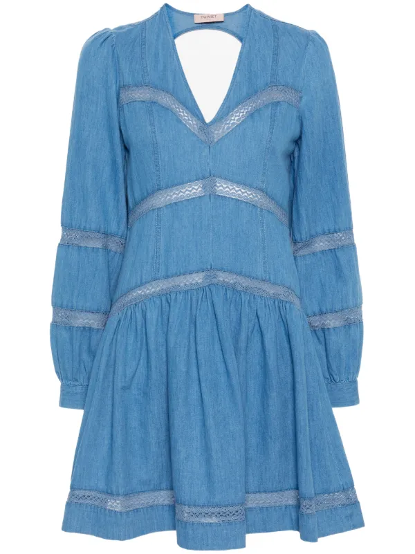 Twinset Flared Denim Mini Dress - Blue