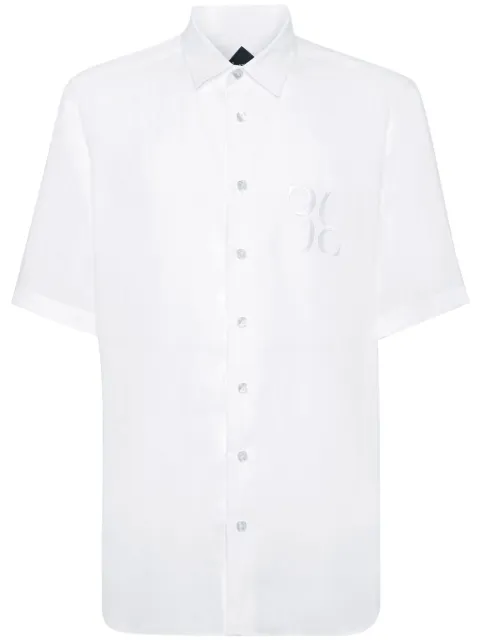 Billionaire logo-embroidered linen shirt