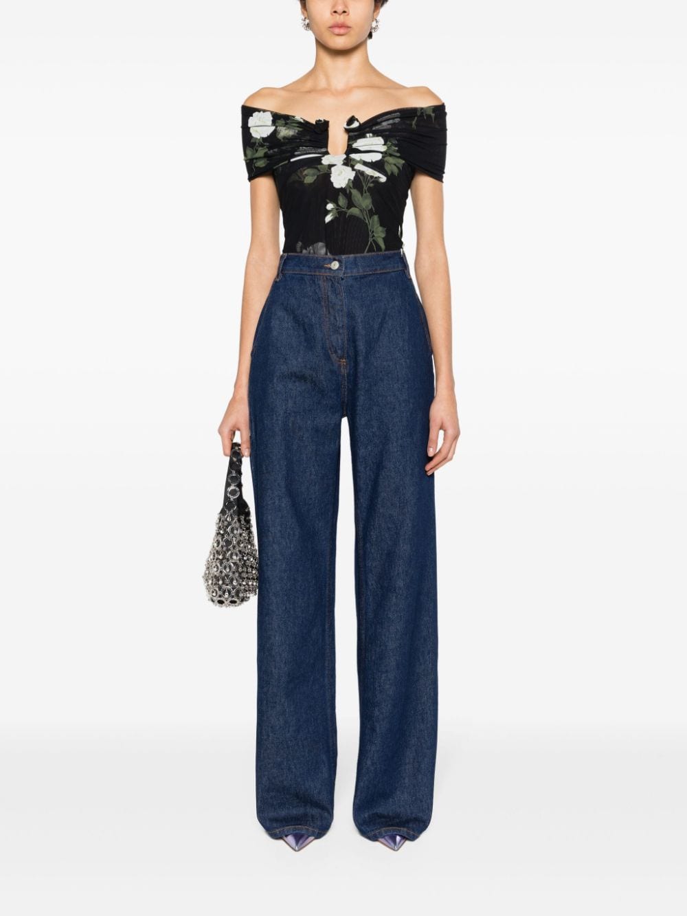 Shop Magda Butrym High-rise Flared Jeans In Blue