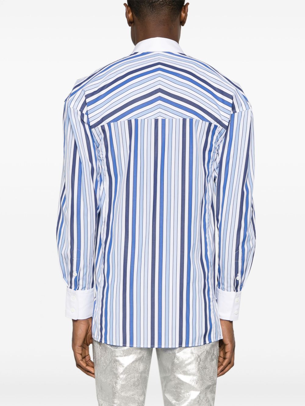 Shop Vivienne Westwood Football Striped Cotton Shirt In 蓝色