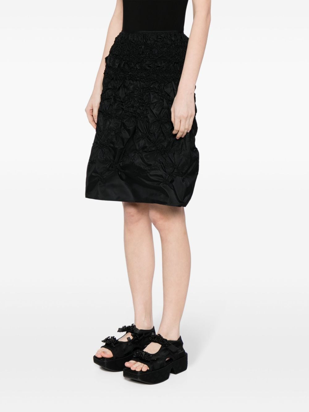 Shop Cecilie Bahnsen Vida Smocked Midi Skirt In Black