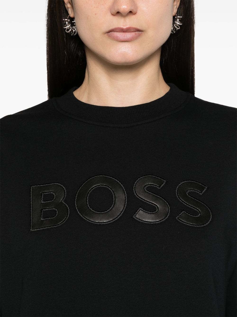 Shop Hugo Boss Logo-patch Cotton Sweatshirt In Black