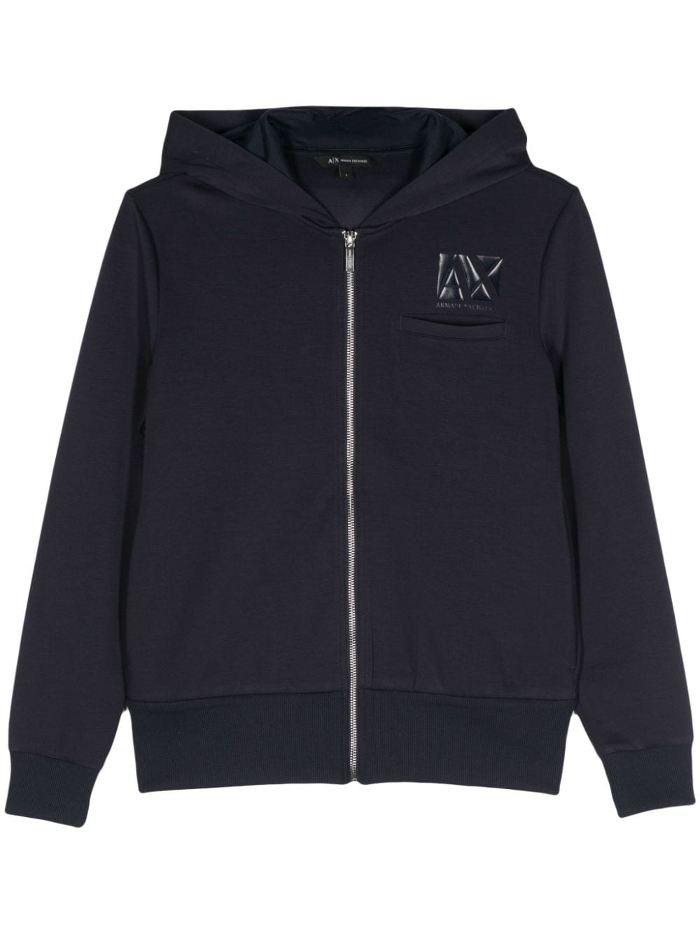 Armani Exchange Logo-print Zip-up Hoodie In Blue