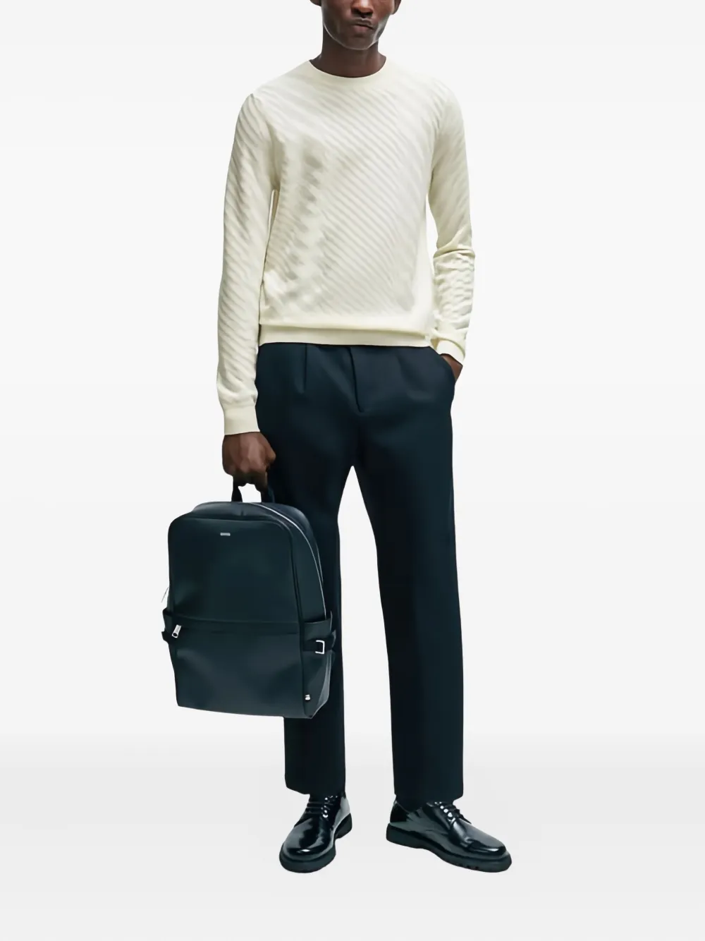 BOSS diagonal-pattern crew-neck sweater | Knitted Sweaters | Image 2