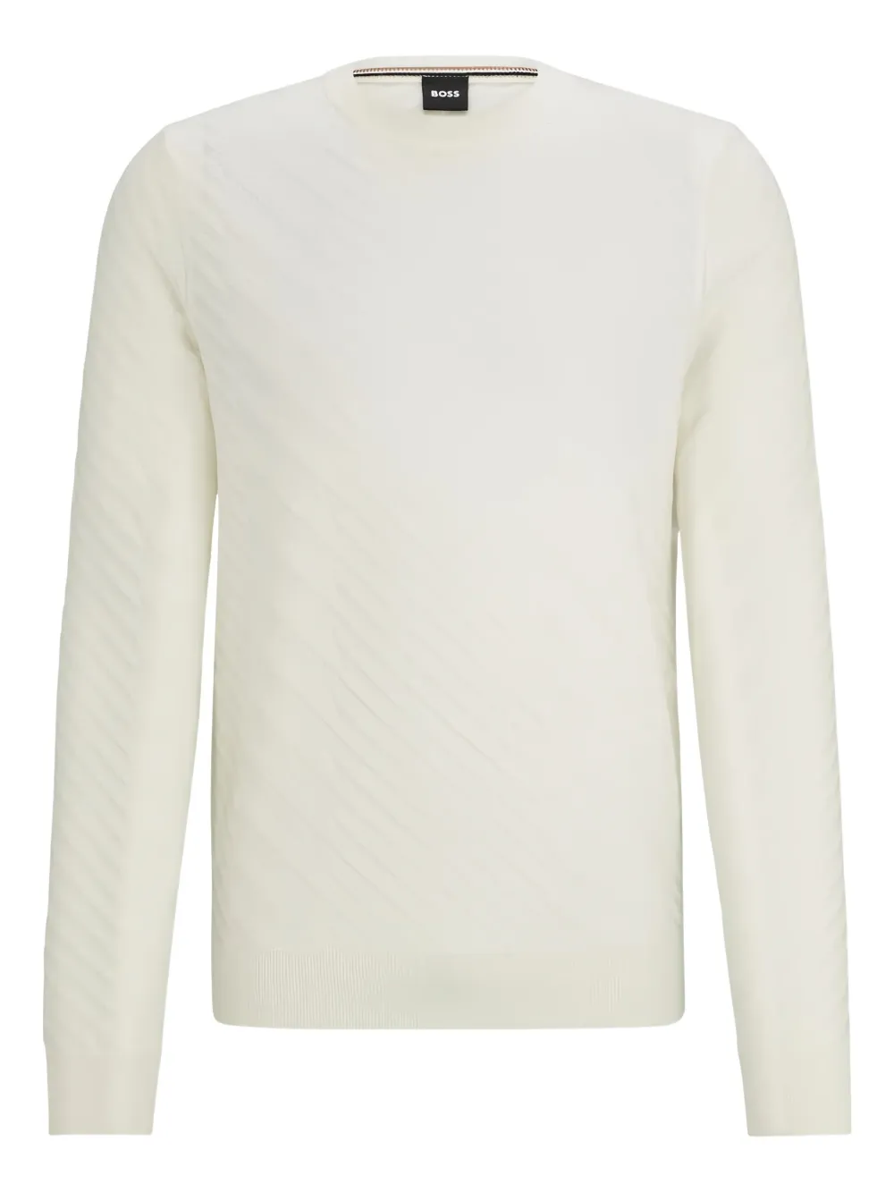 BOSS diagonal-pattern crew-neck sweater | White | Image 1
