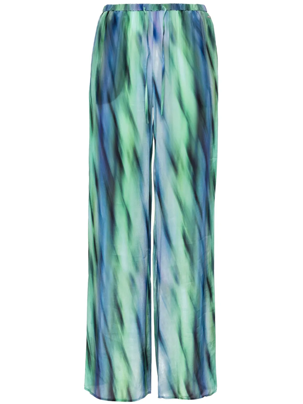 Armani Exchange Abstract-print Lightweight Straight Trousers In Green