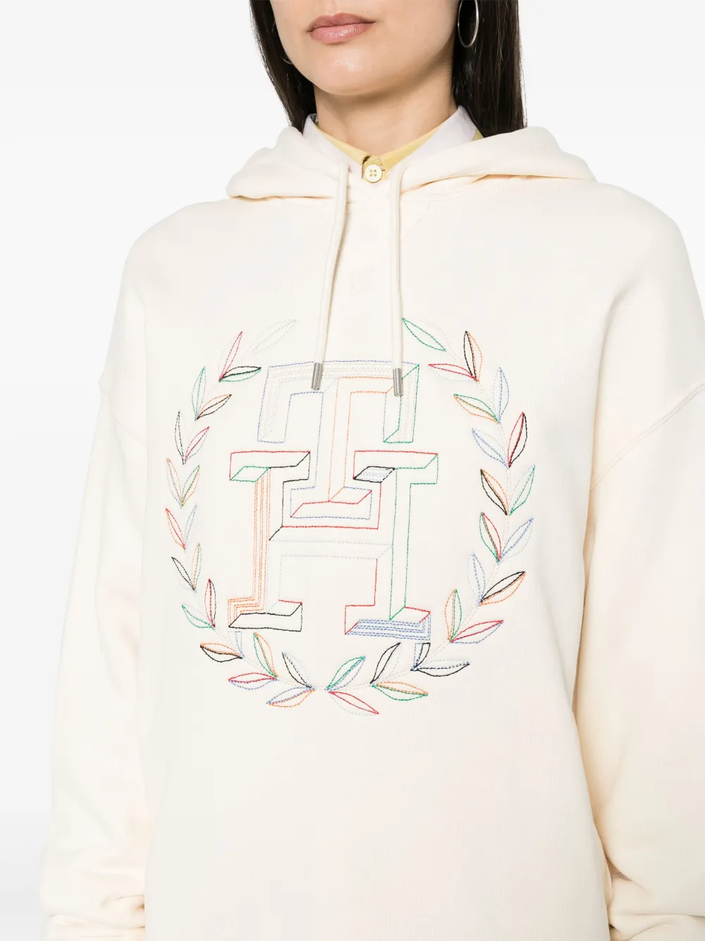 Tommy Hilfiger Katoenen hoodie met borduurwerk Beige