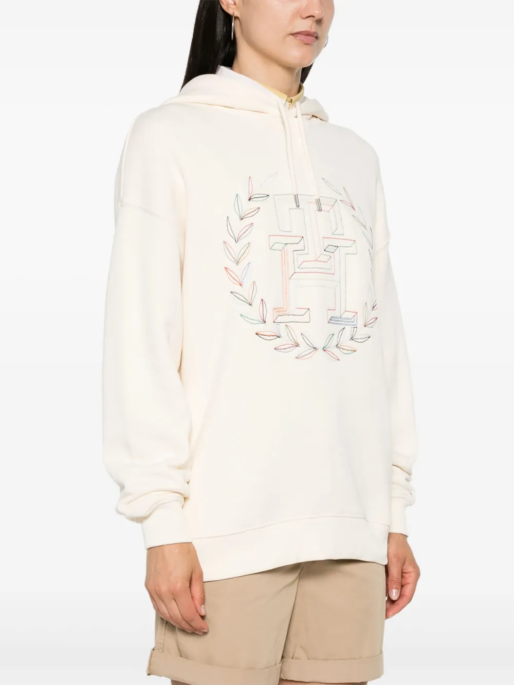 Tommy Hilfiger Katoenen hoodie met borduurwerk Beige