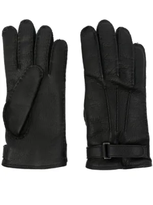 Prada triangle-logo Leather Gloves | Black | FARFETCH