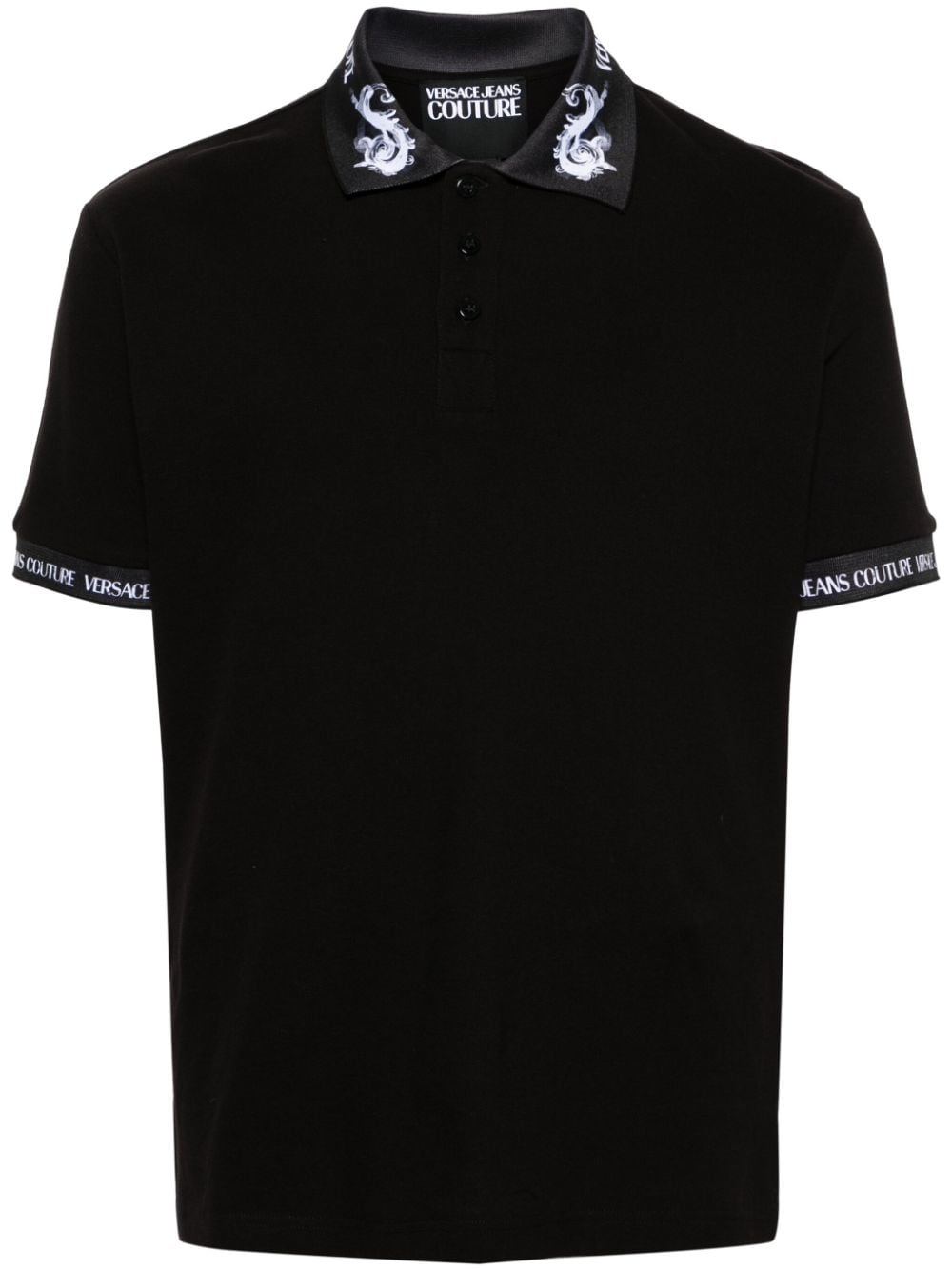 Shop Versace Jeans Couture Watercolour Couture Polo Shirt In Black