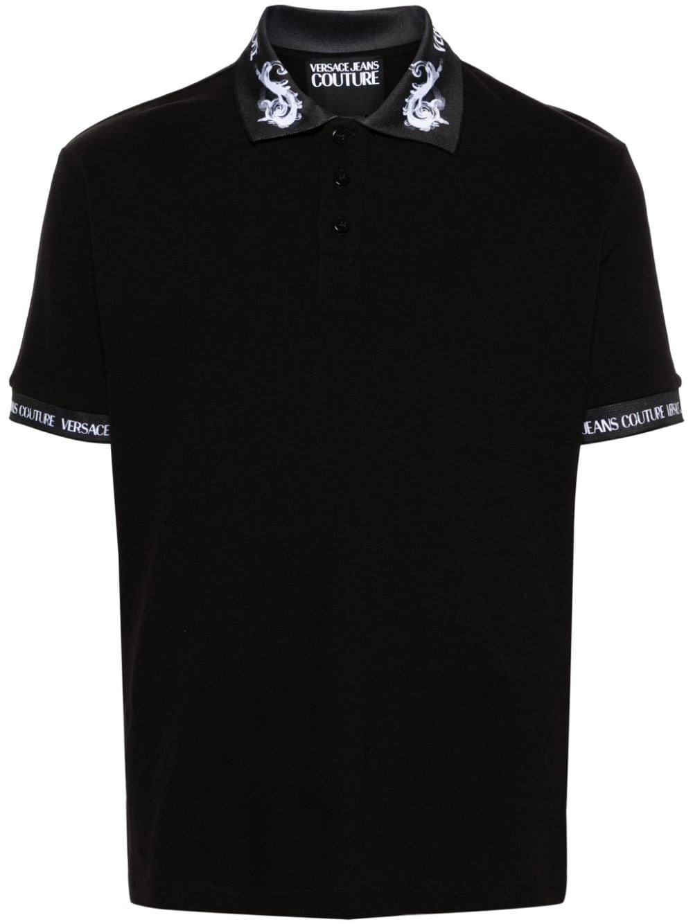 Versace Jeans Couture Watercolour Couture Polo Shirt Black FARFETCH UK