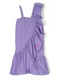 Miss Blumarine logo-print ruffled dress - Purple