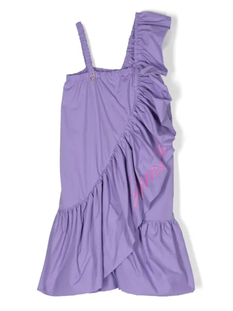 Miss Blumarine vestido con logo estampado y volantes