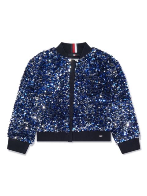 Tommy Hilfiger Junior chamarra bomber con placa del logo