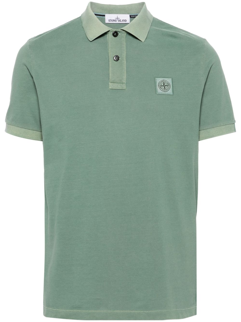 Stone Island Compass-motif Cotton Polo Shirt In Green