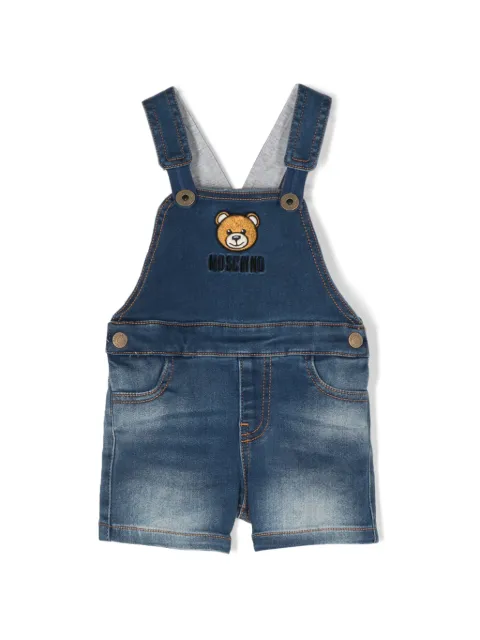 Moschino Kids Teddy Bear-motif denim dungarees