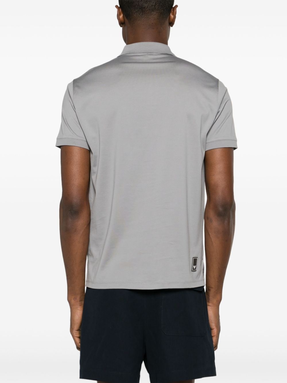 Shop Emporio Armani Logo-appliqué Cotton Polo Shirt In Grey