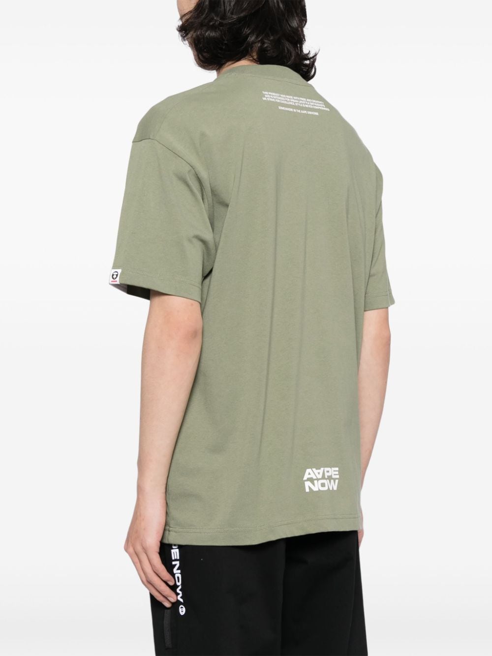 Shop Aape By A Bathing Ape Milo-patch Cotton T-shirt In Green