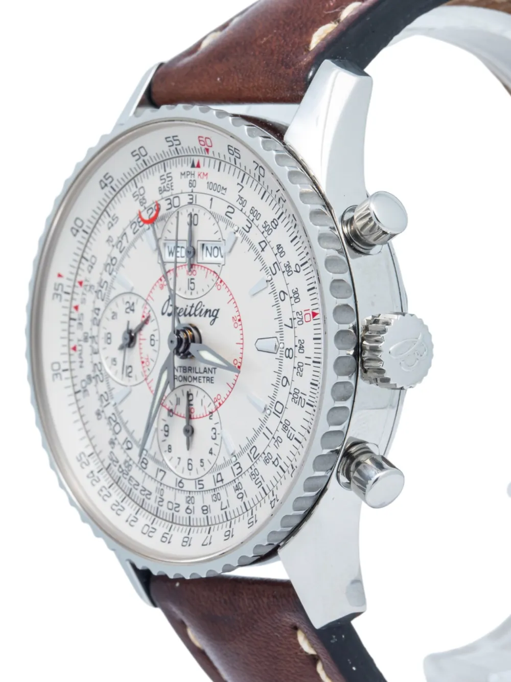 Pre-owned Breitling  Montbrillant 42mm In White