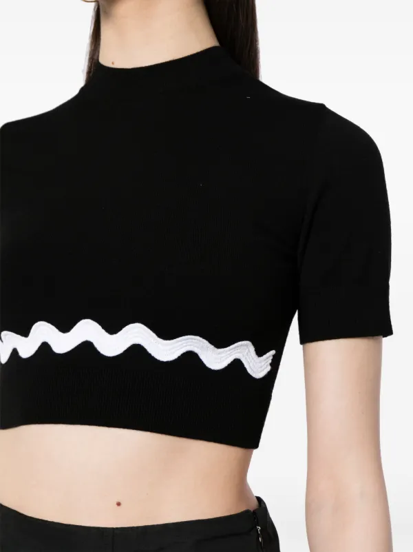 Patou Wave Cropped Sweater | Black | FARFETCH AO