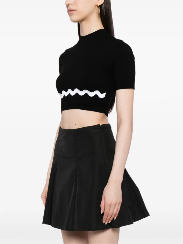 Patou Wave Cropped Sweater | Black | FARFETCH AO