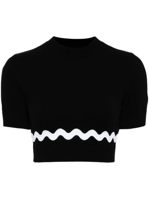 Patou Wave wool-blend cropped jumper