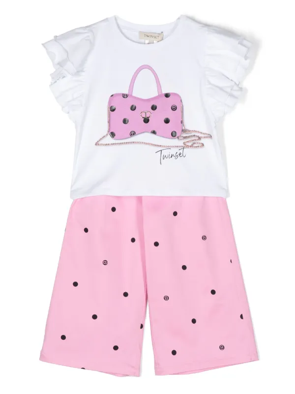 n.k atelier ピンクドットパンツ TWINSET Kids ポルカドット パンツ セット | ピンク | FARFETCH JP