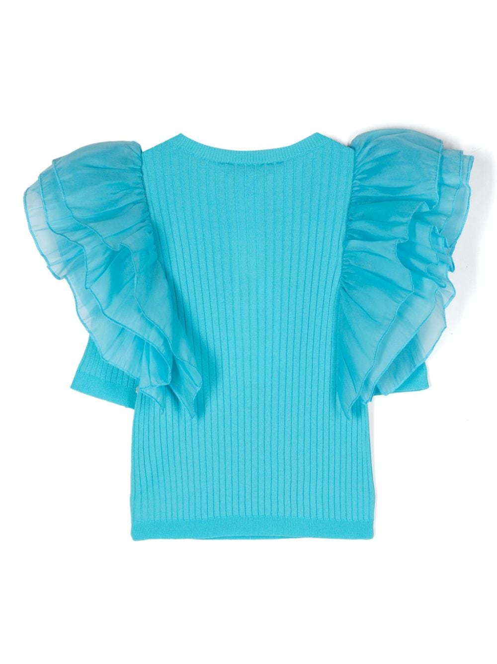 TWINSET Kids organza-sleeve knitted T-shirt - Blauw