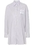 Rokh logo-patch striped shirt - White