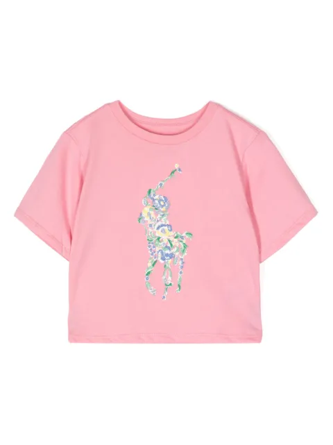 POLO RALPH LAUREN KIDS floral-embroidered cotton T-shirt