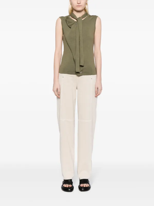 LEMAIRE scarf-detail Asymmetric Top | Green | FARFETCH