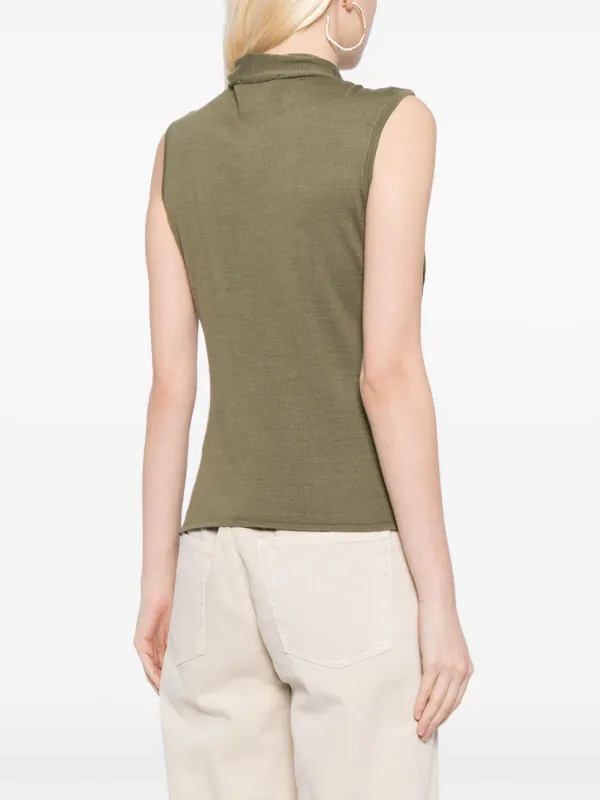 【関税込み】LEMAIRE カーキ Wadded ベスト LEMAIRE scarf-detail Asymmetric Top | Green | FARFETCH