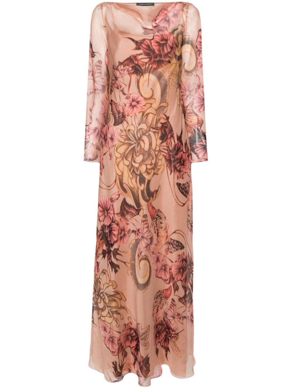 Alberta Ferretti Floral-print Slink Maxi Dress In Pink