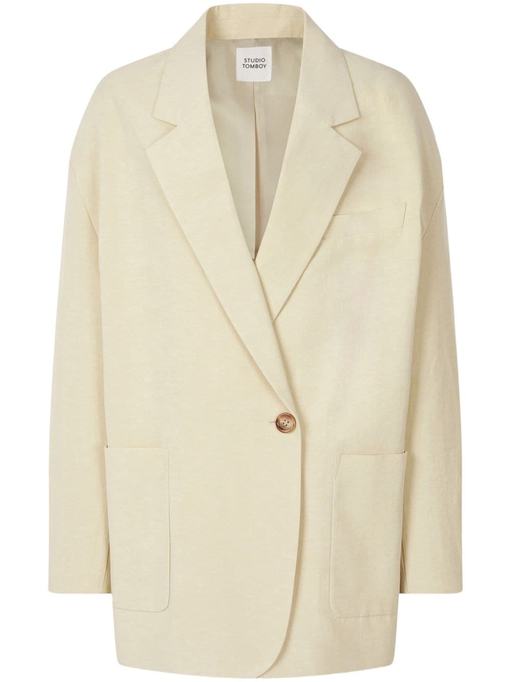 Studio Tomboy Notched-lapels Single-breasted Blazer In Neutral