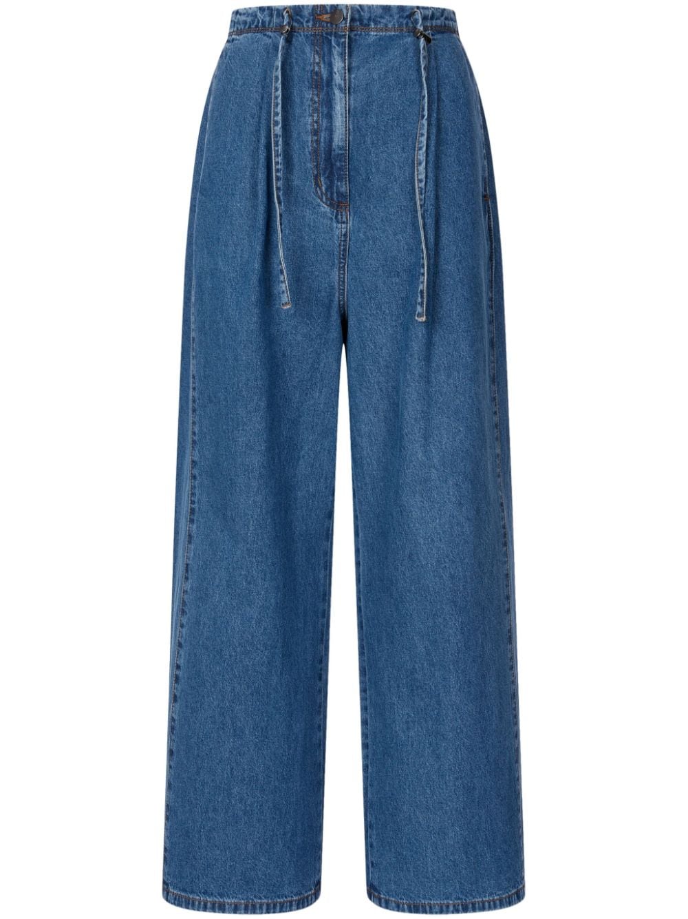 drawstring wide-leg jeans