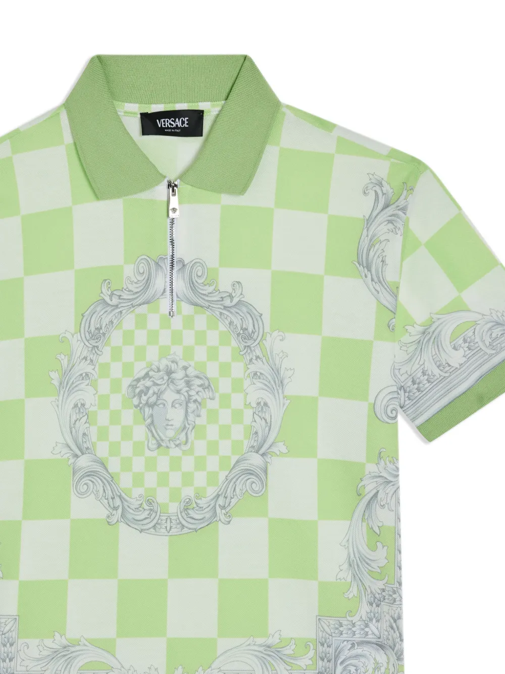 Versace Kids Poloshirt met Medusa Contrasto print Groen