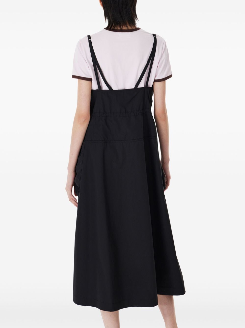 Shop Studio Tomboy Drawstring-waist Poplin Midi Dress In Black