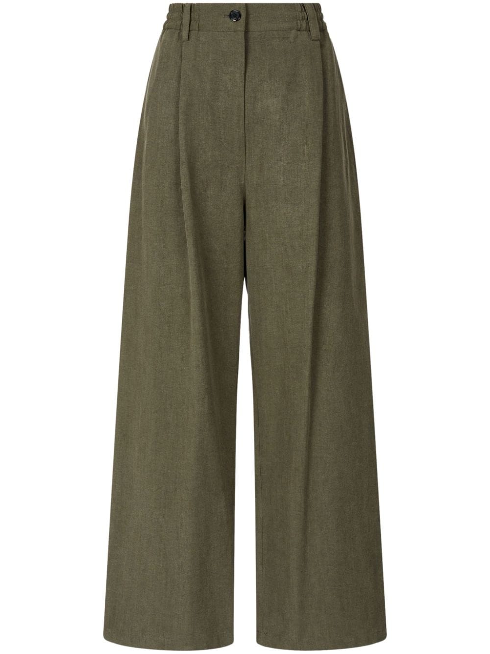 Studio Tomboy Pleat-detail Corduroy Palazzo Pants In Green