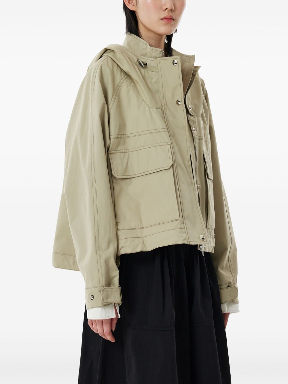 Shop Studio Tomboy Layered Hooded Jacket In Neutrals