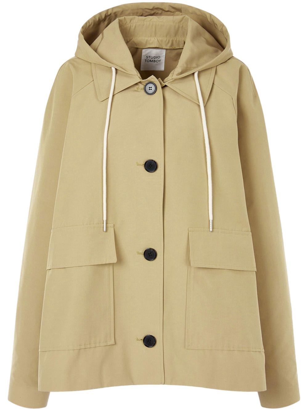 Studio Tomboy Button-up Hooded Jacket In Neutrals