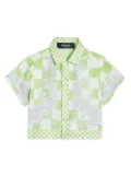 Versace Kids Medusa print checkered silk shirt - Green