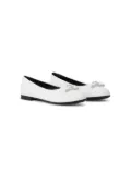 Versace Kids Ribbon Heart Medusa ballerina shoes - White