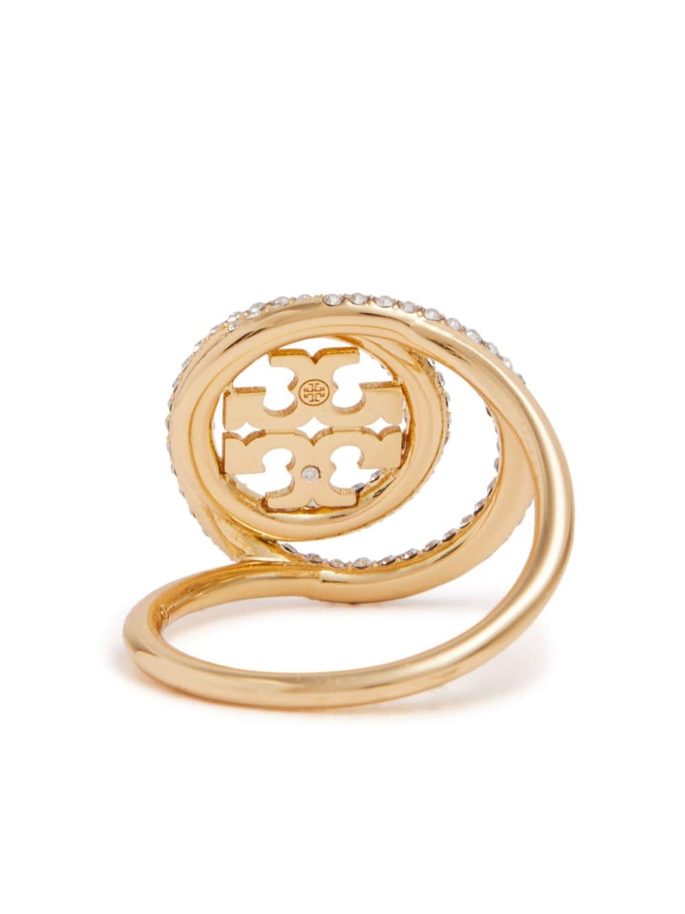 Shop Tory Burch Miller Crystal-embellished Ring In Gold