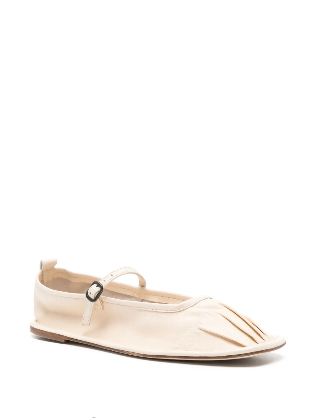 Shop Hereu Dansa Leather Ballerina Shoes In Neutrals