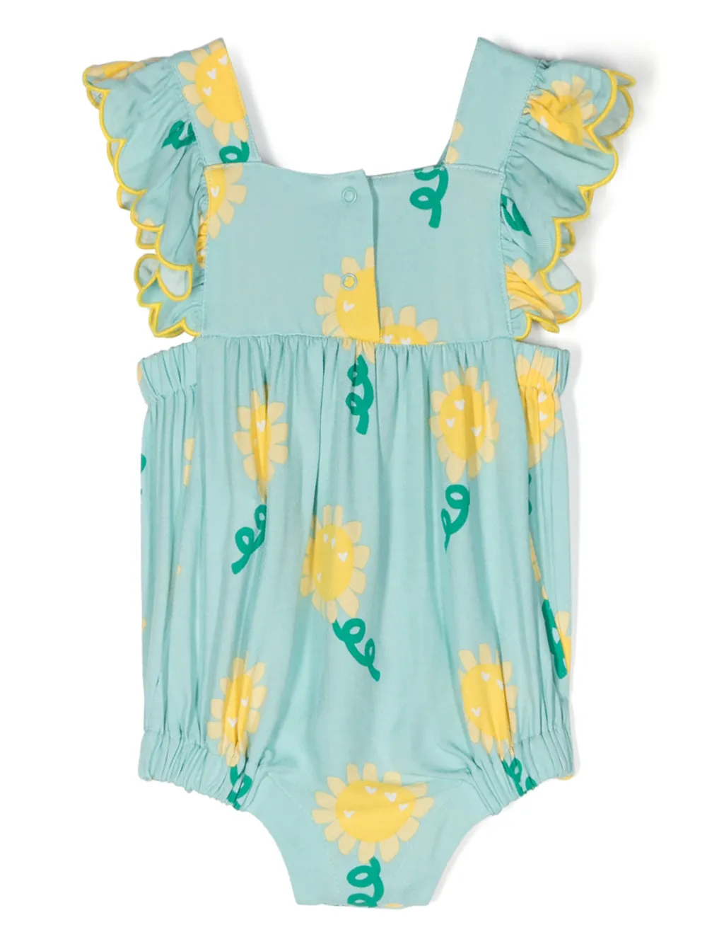 Stella McCartney Kids Twill romper met zonnebloemprint Groen