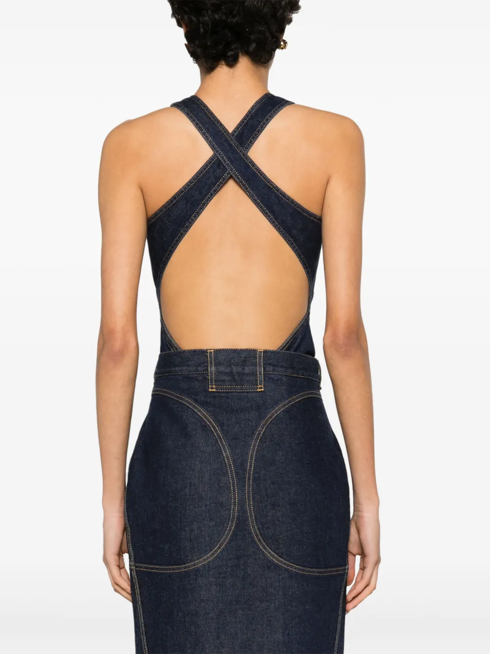 Scoop-Neck Denim Bodysuit