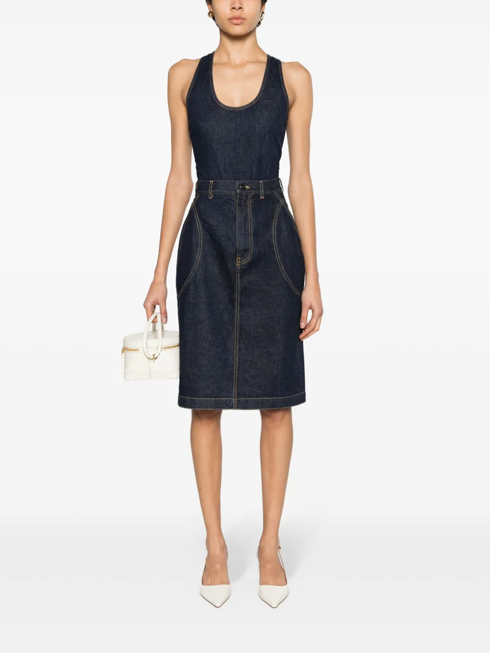 Alaïa scoop-neck denim bodysuit | Blouses | Image 2