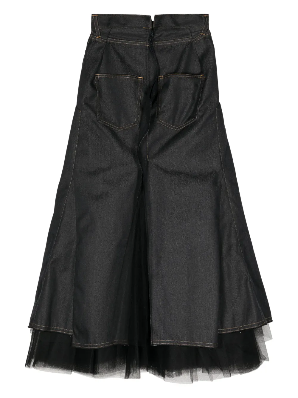 Shop Junya Watanabe Layered Tulle Denim Skirt In Blue