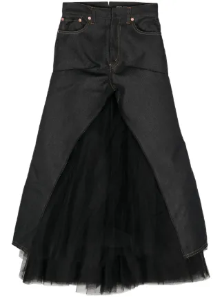 Junya Watanabe Layered Tulle Denim Skirt | Blue | FARFETCH