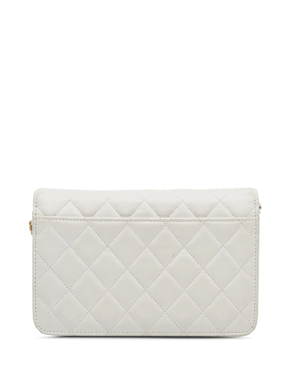 Pre-owned Chanel 2019 Enchained Wallet-on-chain In White